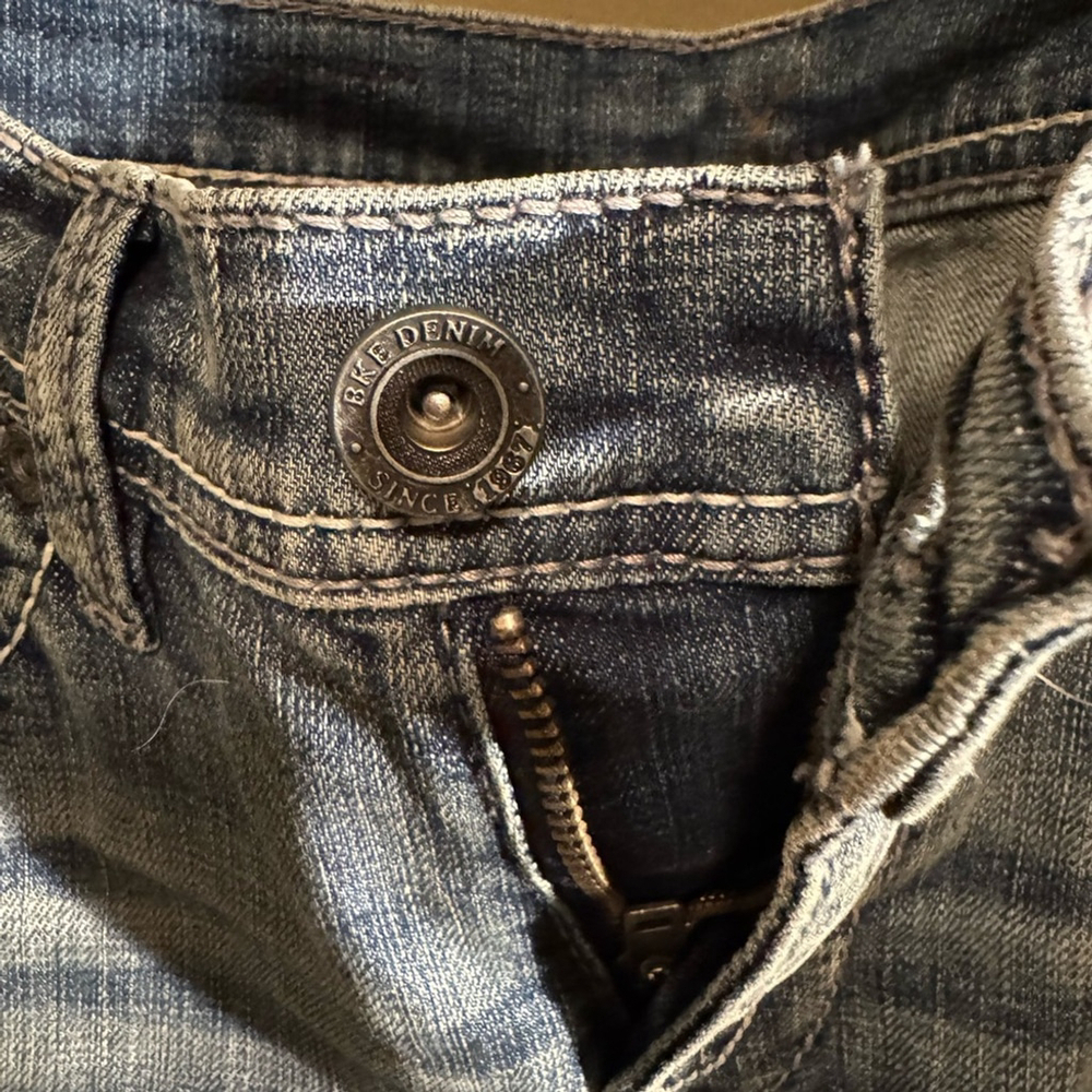 BKE Tyler Skinny Jeans Mens 32x28.5 Medium Wash Distressed Fade Denim NWOT - Picture 5 of 6